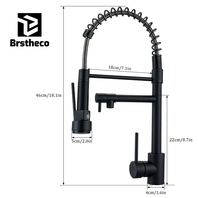 Mitigeur Cuisine à Ressort, Douchette 2 Jets, Pivotant 360°, Hauteur 46 cm