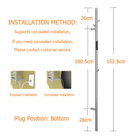 Sèche-Serviette Électrique Vertical avec Crochets et Minuterie Inox 152,5 cm