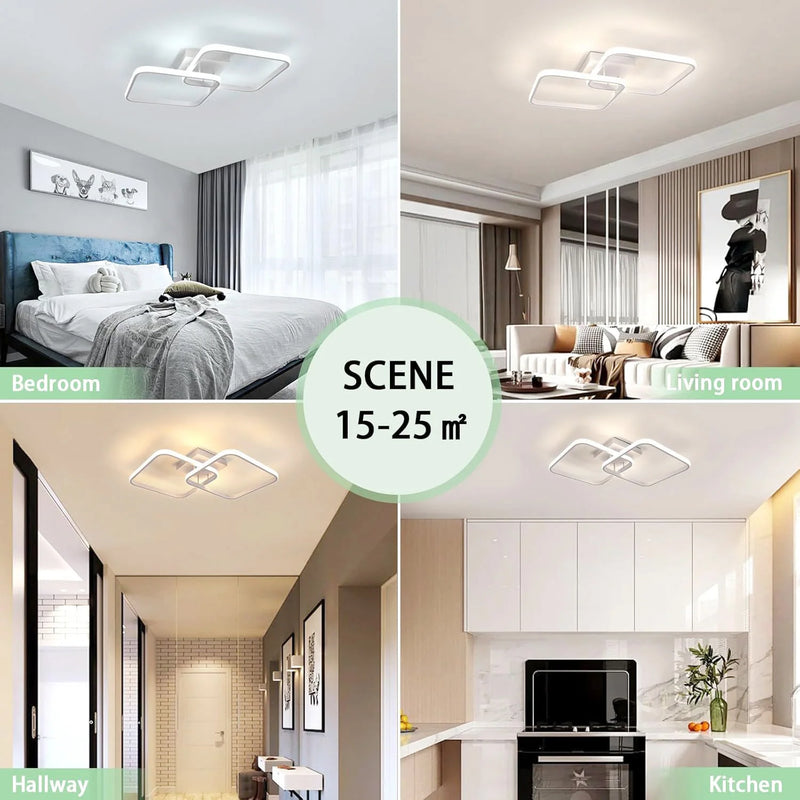 Plafonnier LED Cuisine Carré Dimmable Télécommandé