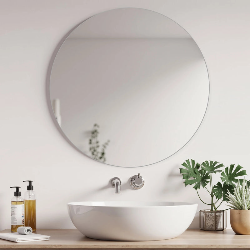 Miroir Salle de Bain Rond Sans Cadre 80 x 80 cm
