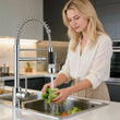 Mitigeur Cuisine à Ressort, Douchette 2 Jets, Pivotant 360°, Hauteur 46 cm