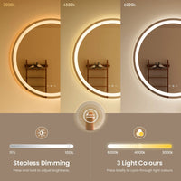 Miroir LED Salle de Bain Rond Double Éclairage Anti-Buée Tactile
