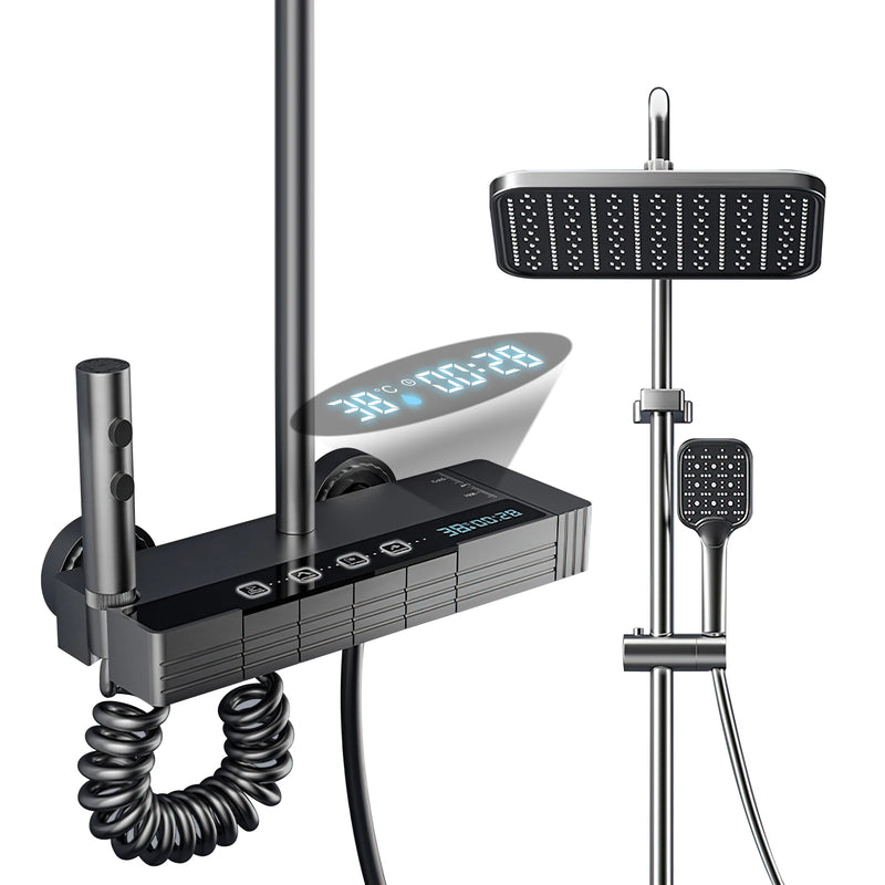 Colonne de Douche Grise Touches Piano Multi-Modes