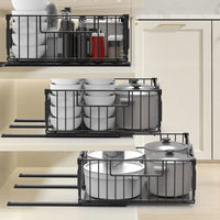 Rangement Coulissant Sous Évier Extensible Noir 32,5 à 50 cm