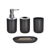 Set Accessoires Salle de Bain Plastique Noir, Blanc ou Bleu, 4 ou 6 Pièces