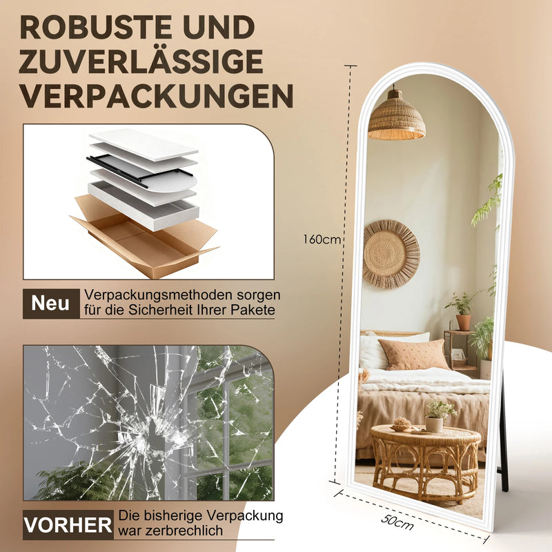 Miroir sur Pied Arqué Bois Blanc 160 cm