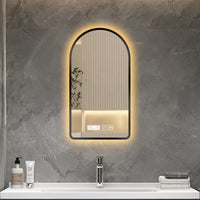 Miroir LED Arche Anti-Buée Noir 40 x 60 cm