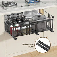 Rangement Coulissant Sous Évier Extensible Noir 32,5 à 50 cm