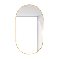 Miroir Mural Ovale Doré Cadre Aluminium 50 x 70 cm