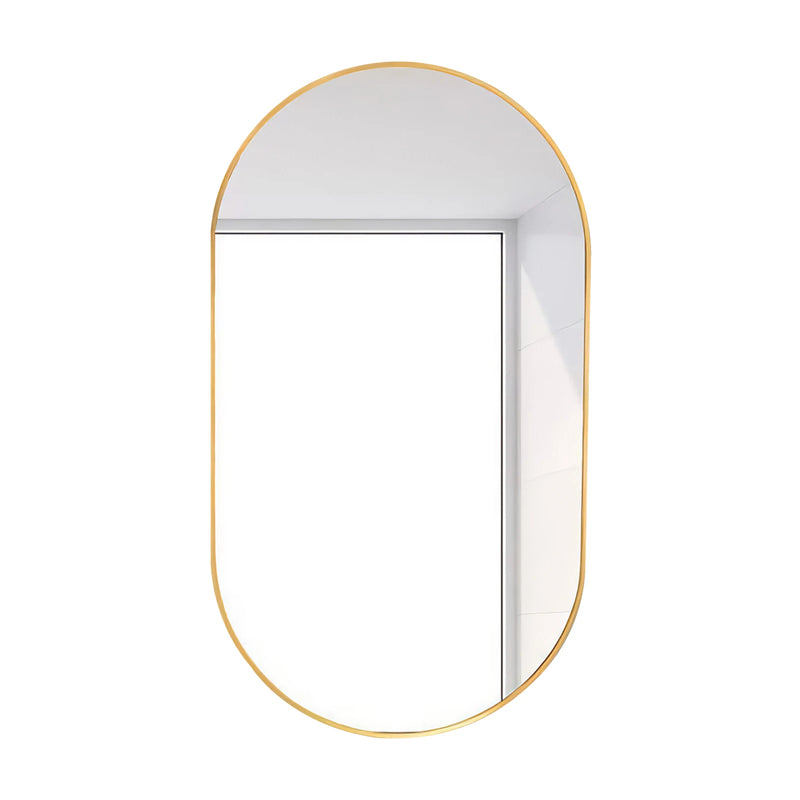 Miroir Mural Ovale Doré Cadre Aluminium 50 x 70 cm