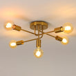 Plafonnier Cuisine Style Industriel Doré 5 Lumières E27