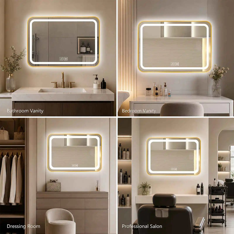 Miroir LED Salle de Bain Cadre Métal Tactile 70x100 cm