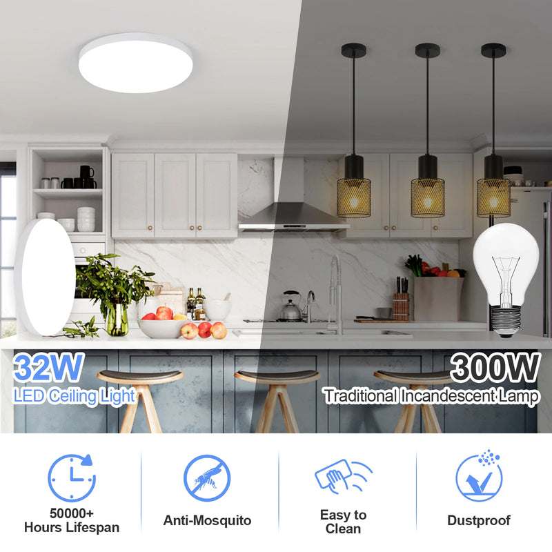 Plafonnier Cuisine LED Rond Ultra Fin 32 W, Ø 25 cm