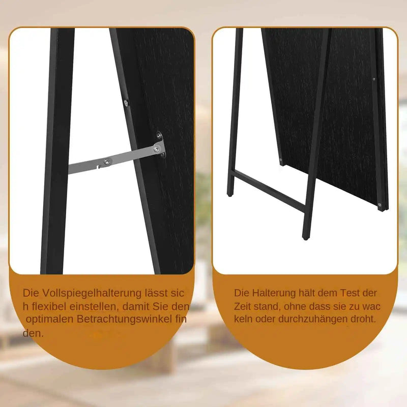 Miroir sur Pied Rectangulaire Bois Noir 160 x 50 cm