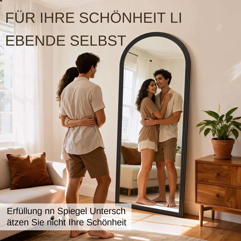 Miroir sur Pied Incurvé Cadre Bois 160 cm