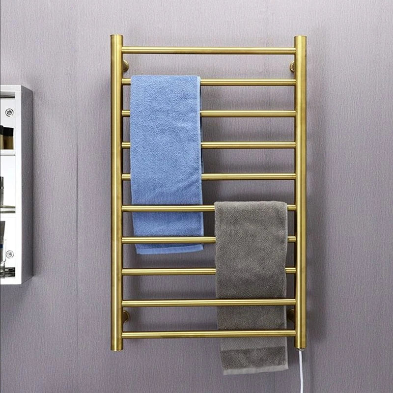 Sèche-Serviette Électrique Mural à Échelle 10 Barres Inox 80 x 50 cm