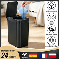 Poubelle Salle de Bain Automatique Capteur de Mouvement 12L Couvercle