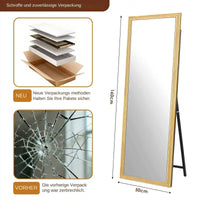 Miroir sur Pied Bois Massif Inclinaison Réglable 160 cm