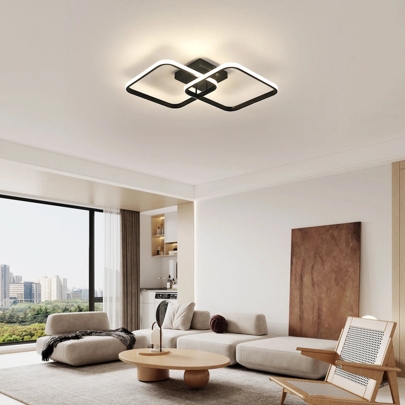 Plafonnier LED Cuisine Carré Design Argenté Noir