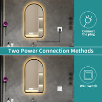 Miroir LED Arche Anti-Buée Noir 40 x 60 cm