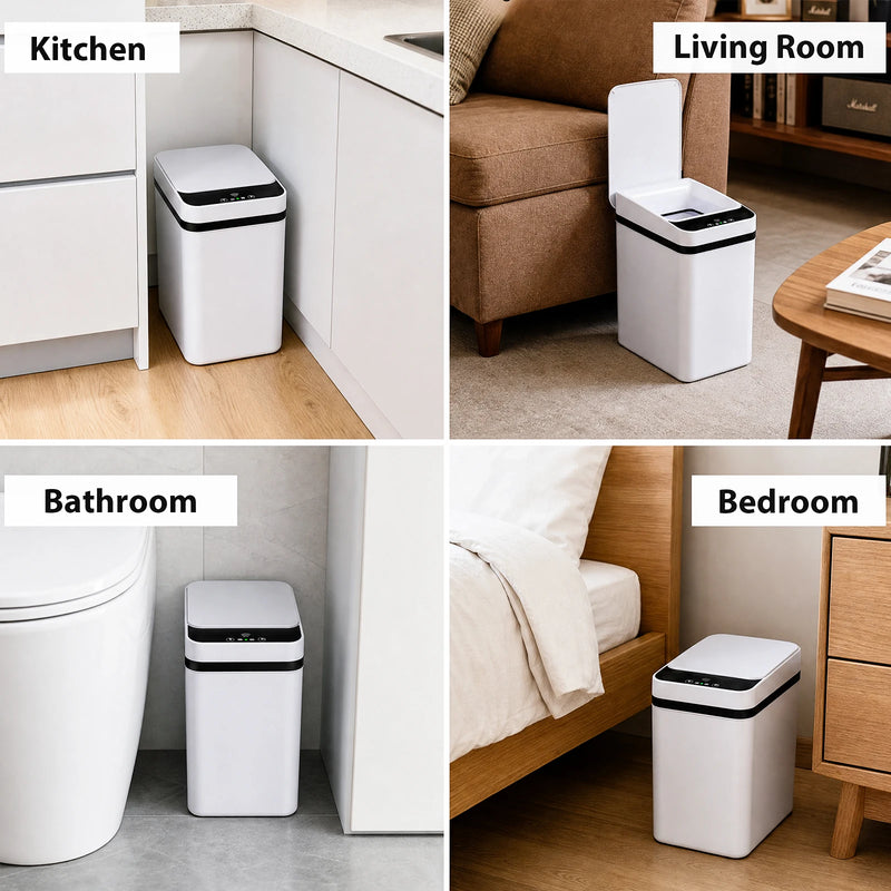 Poubelle Salle de Bain Capteur Tactile 12L sur Batterie