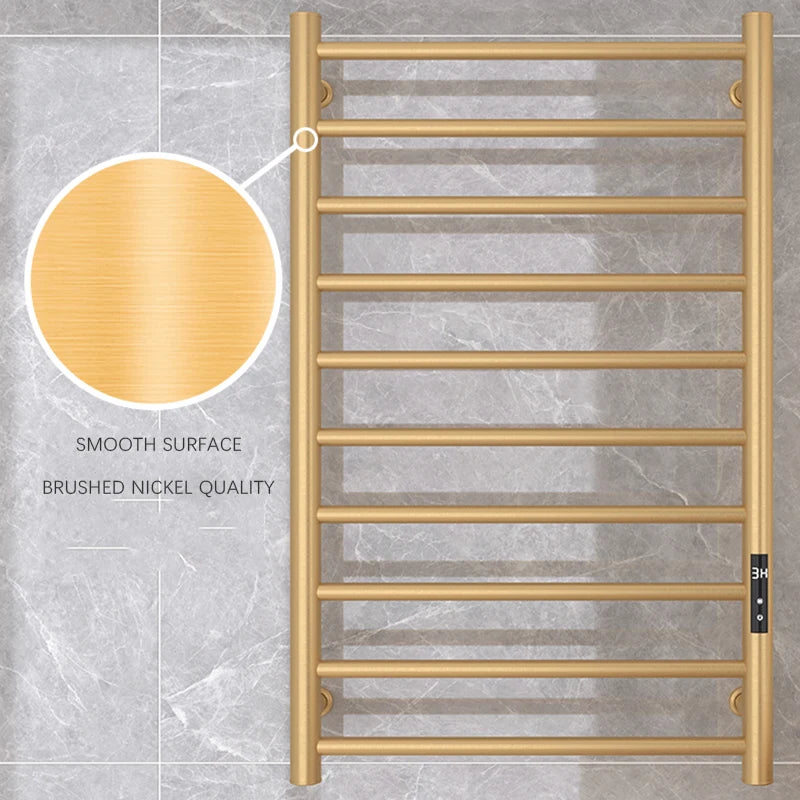Sèche-Serviette Électrique Mural à Échelle 10 Barres Inox 80 x 50 cm