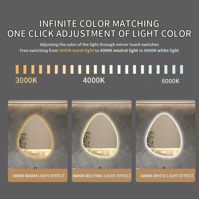 Miroir LED Salle de Bain Forme Organique Anti-Buée