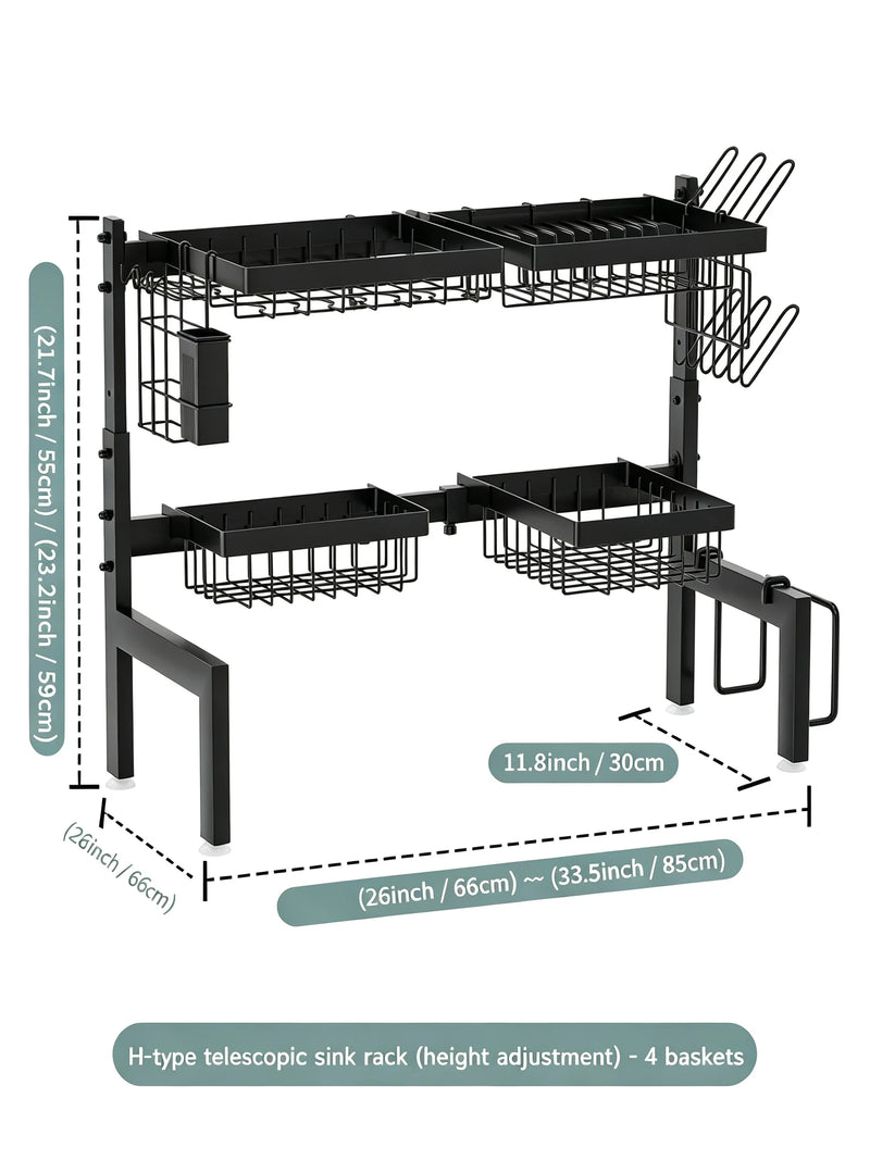 Égouttoir à Vaisselle Rétractable Extensible au-Dessus de l'Évier