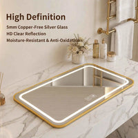 Miroir LED Salle de Bain Cadre Métal Tactile 70x100 cm