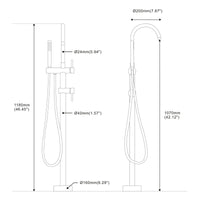 Robinet Baignoire sur Pied Deux Leviers, Inverseur et Douchette, 7 Finitions