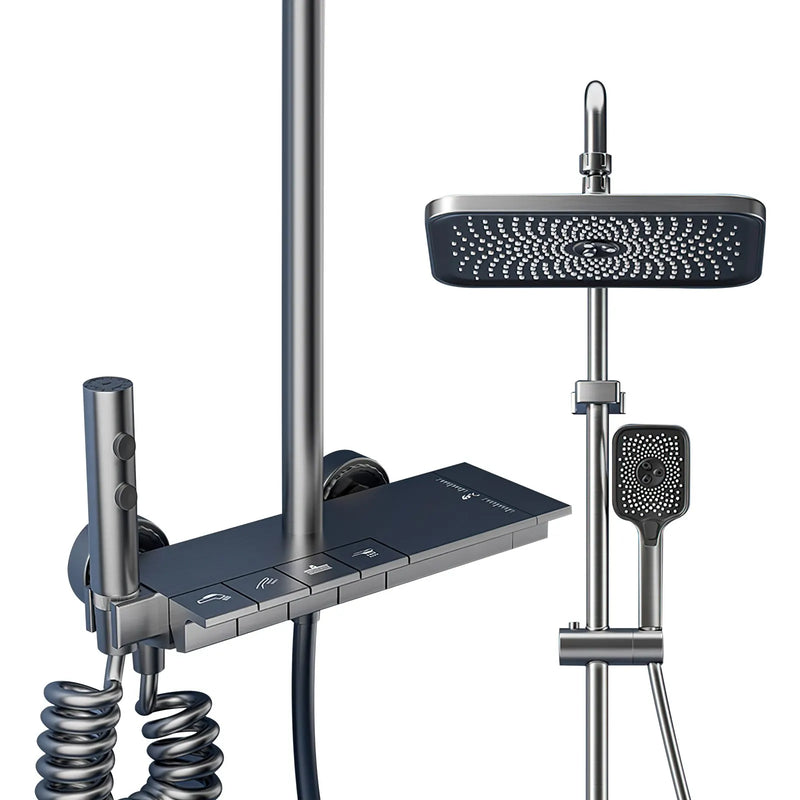Colonne de Douche Grise Touches Piano Multi-Modes