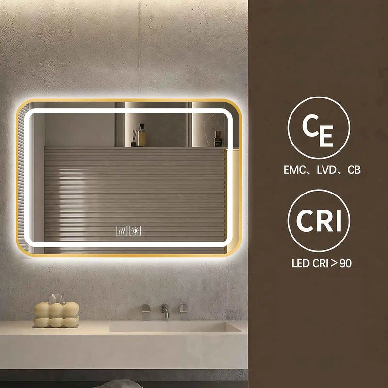 Miroir LED Salle de Bain Cadre Métal Tactile 70x100 cm