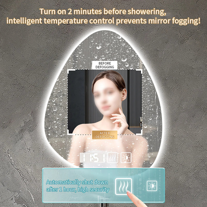 Miroir LED Salle de Bain Forme Organique Anti-Buée
