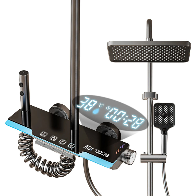 Colonne de Douche Grise Touches Piano Multi-Modes