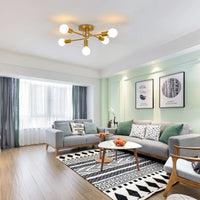 Plafonnier Cuisine Style Industriel Doré 5 Lumières E27