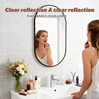 Miroir Mural Ovale Noir Cadre Aluminium 50 x 70 cm