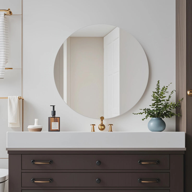 Miroir Salle de Bain Rond Sans Cadre 80 x 80 cm