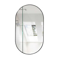 Miroir Mural Ovale Noir Cadre Aluminium 50 x 70 cm