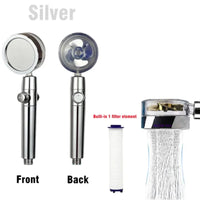Pommeau de Douche à Turbine Rotative 360° avec Filtre Intégré, 25,5 cm