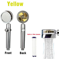Pommeau de Douche à Turbine Rotative 360° avec Filtre Intégré, 25,5 cm