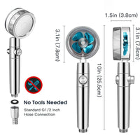 Pommeau de Douche à Turbine Rotative 360° avec Filtre Intégré, 25,5 cm