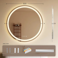 Miroir LED Salle de Bain Rond Double Éclairage Anti-Buée Tactile