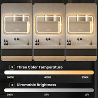 Miroir LED Salle de Bain Cadre Métal Tactile 70x100 cm