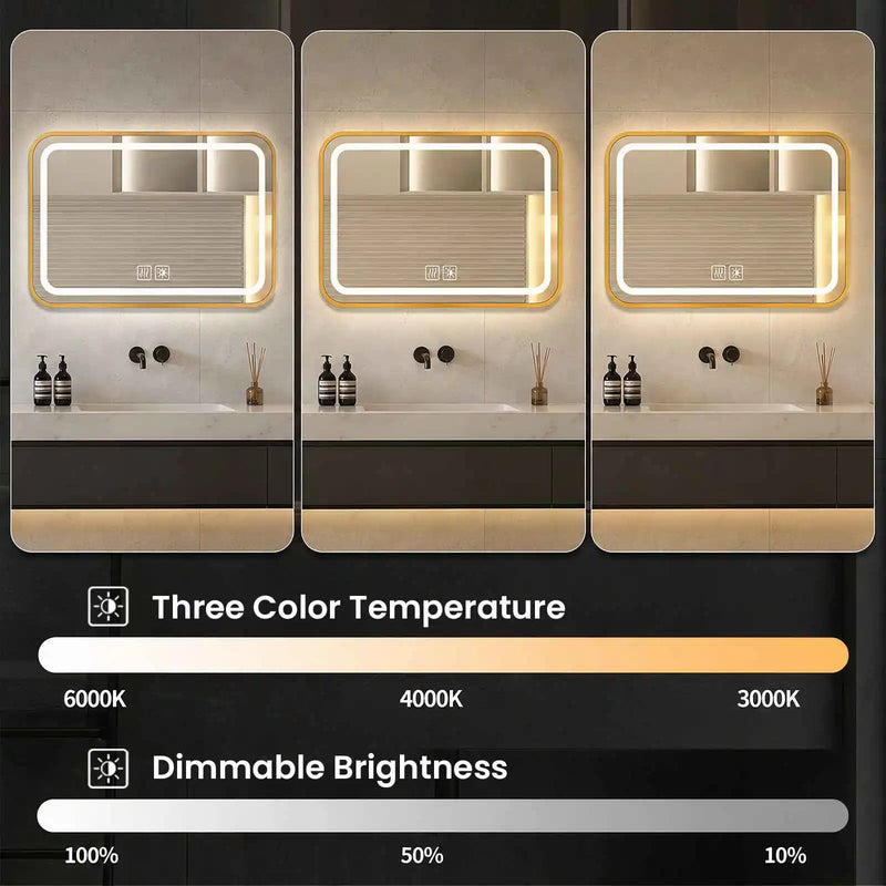 Miroir LED Salle de Bain Cadre Métal Tactile 70x100 cm