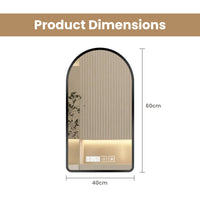 Miroir LED Arche Anti-Buée Noir 40 x 60 cm