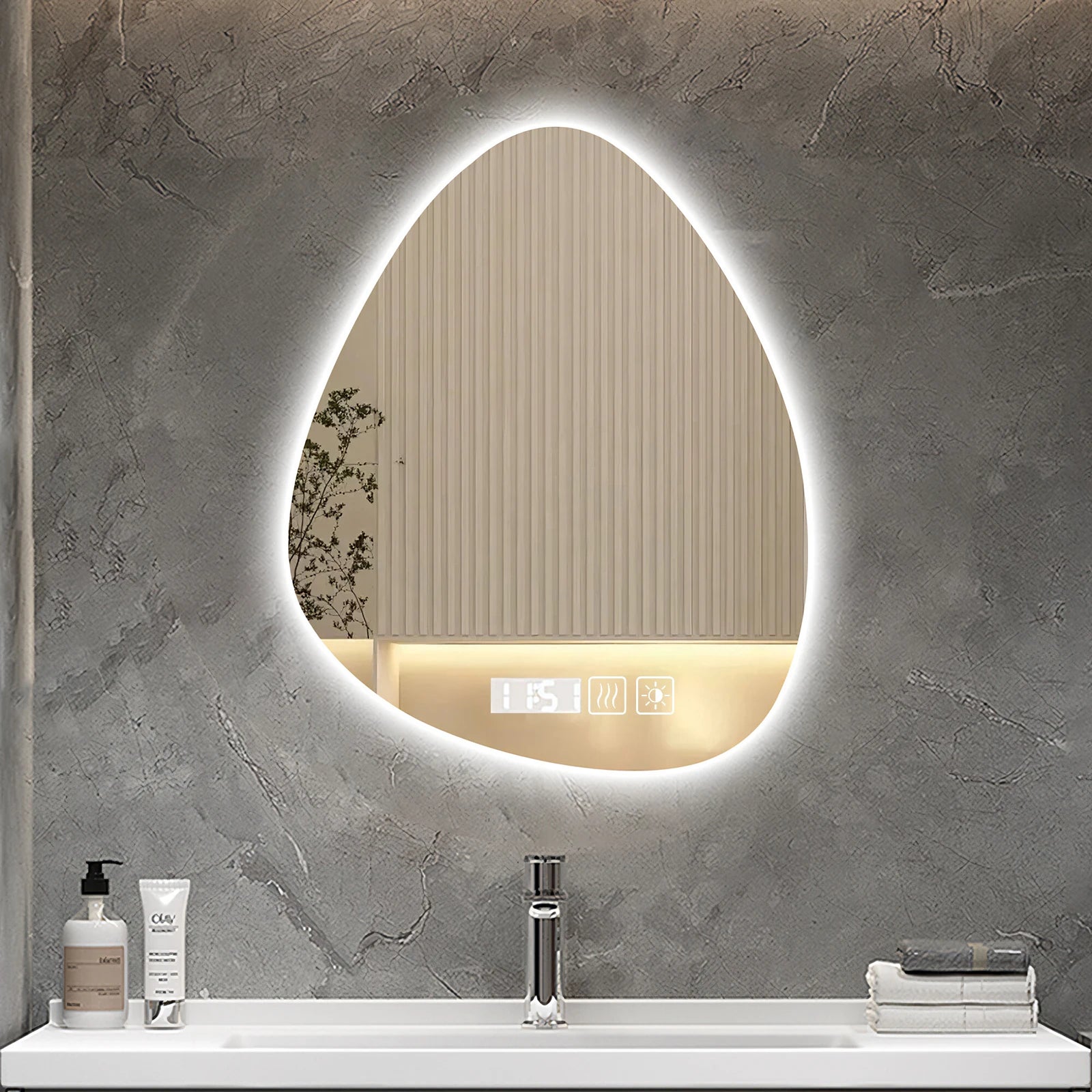 Miroir LED Salle de Bain Forme Organique Anti-Buée