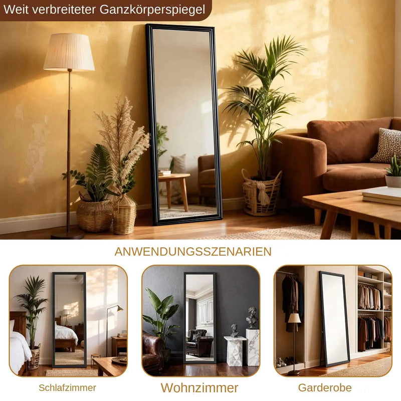 Miroir sur Pied Rectangulaire Bois Noir 160 x 50 cm