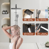 Colonne de Douche Thermostatique Noire Bras Réglable
