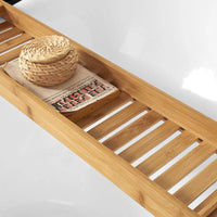 Pont de Baignoire en Bambou 80 cm avec Porte-Verre