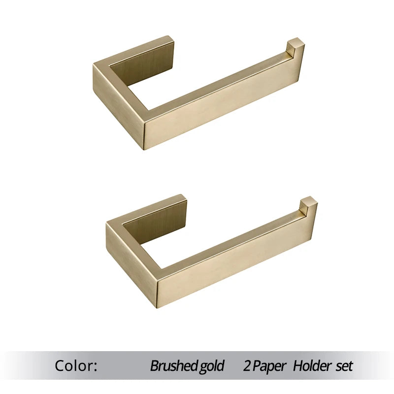 Accessoires Salle de Bain Inox Doré Brossé à la Pièce, 10 Références